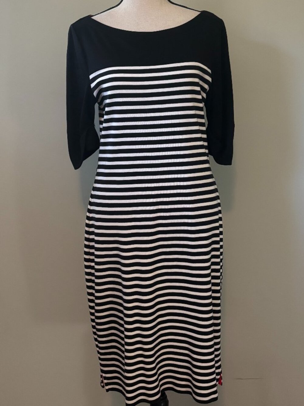 Lauren Ralph Lauren Striped Boatneck Midi Dress M Like New